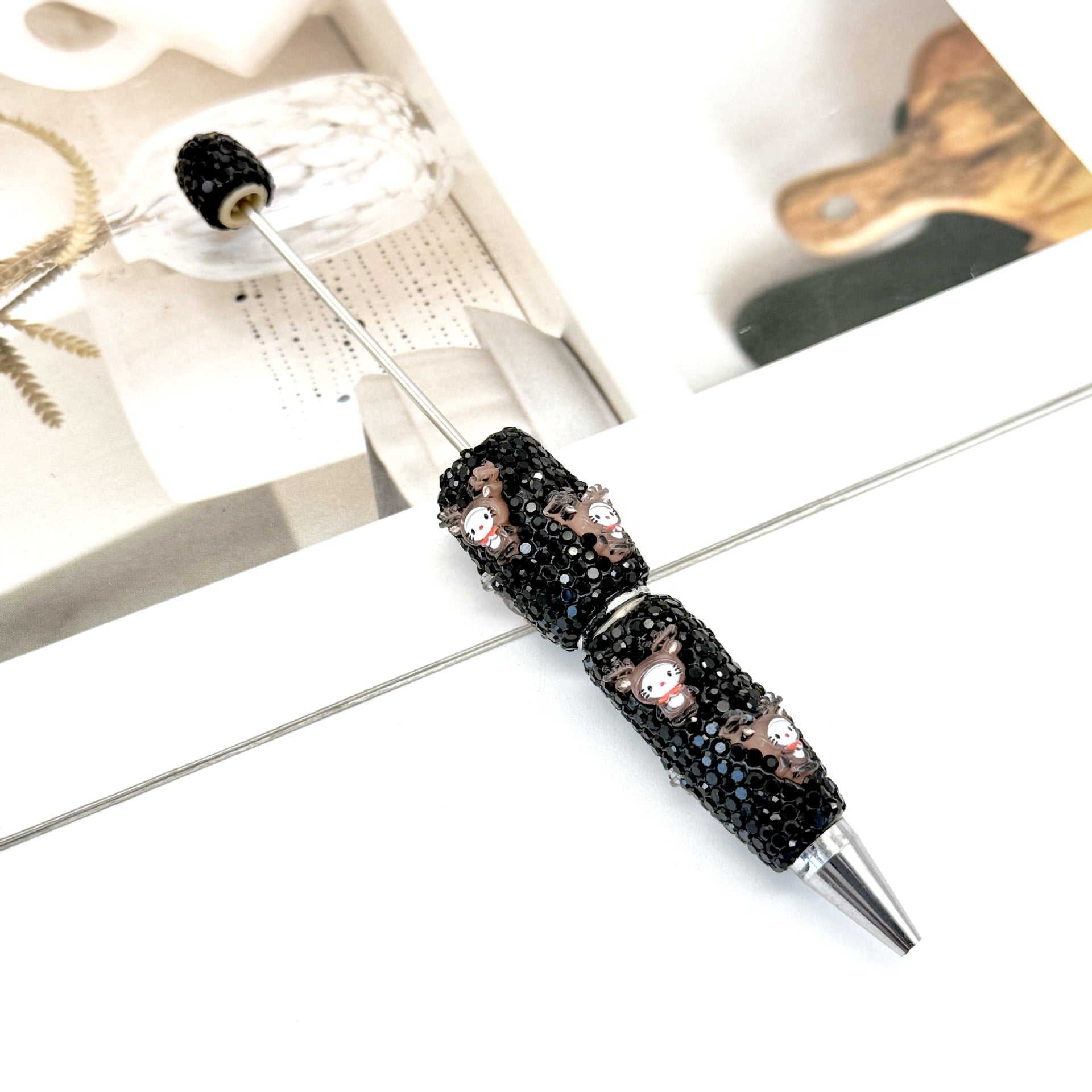 Wholesale Christmas Full Diamond Pen DIY Beadable Pen Elk Snowman